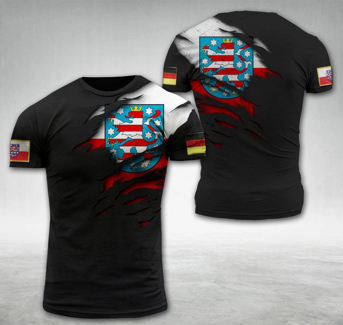 Thuringia Germany National Flag T-shirt I02