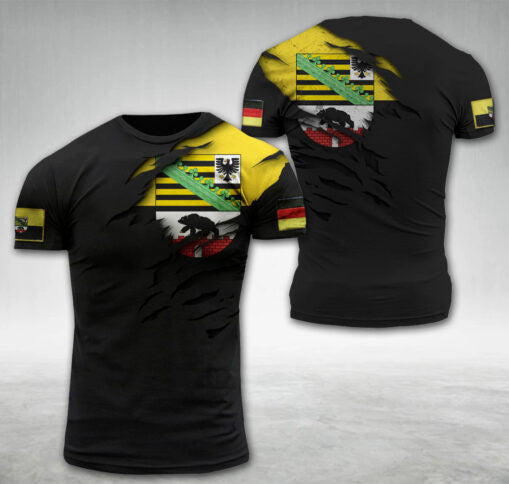 Saxony Anhalt Germany National Flag T-shirt I02