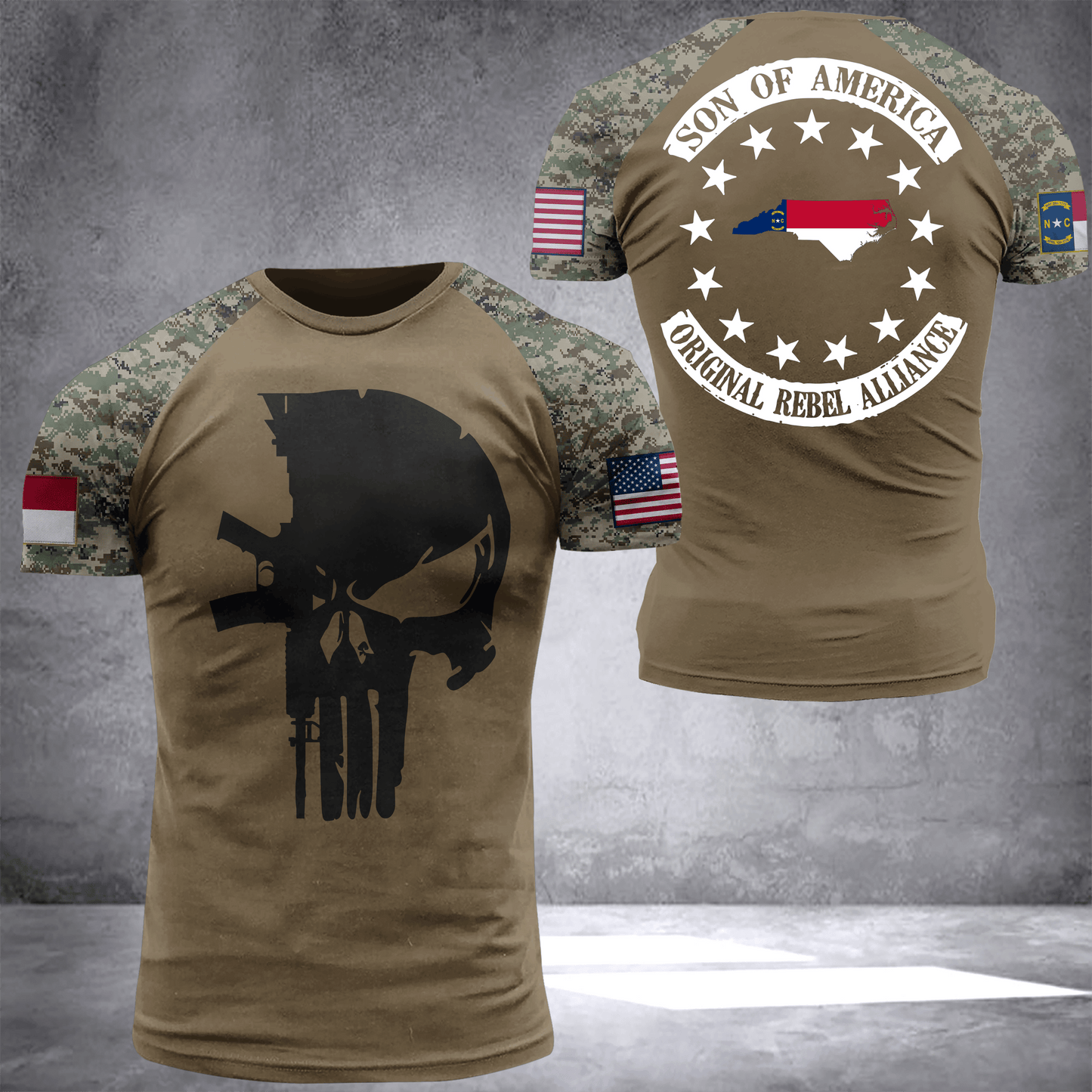 North Carolina son of america camo National Flag T-shirt