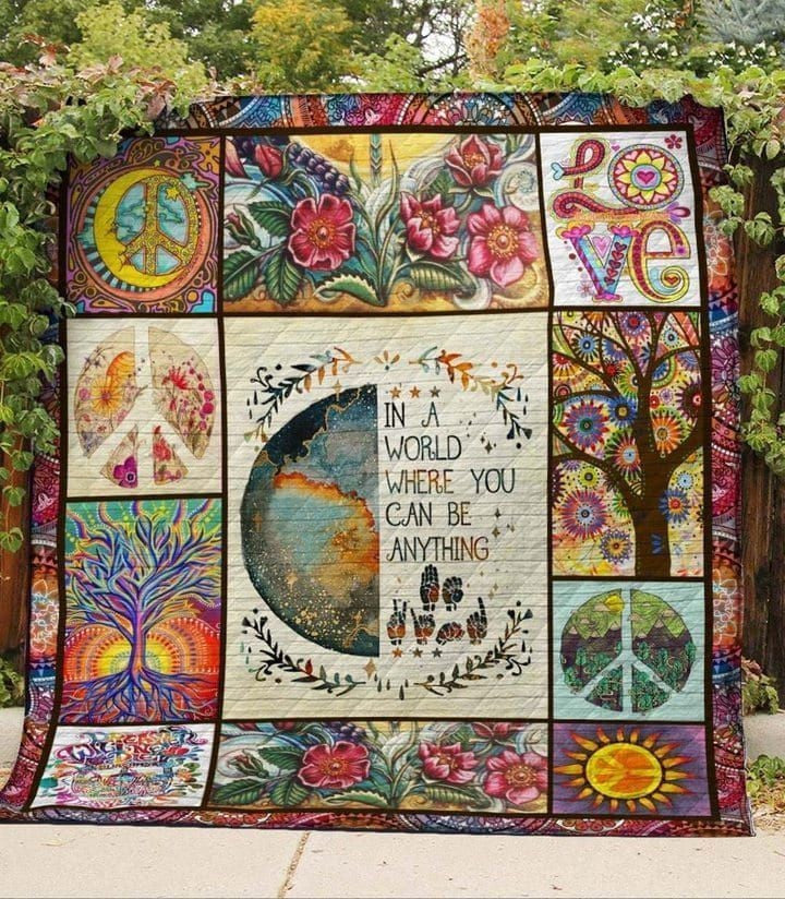 Hippie Peaceful bedding Quilt blankets 3d 002