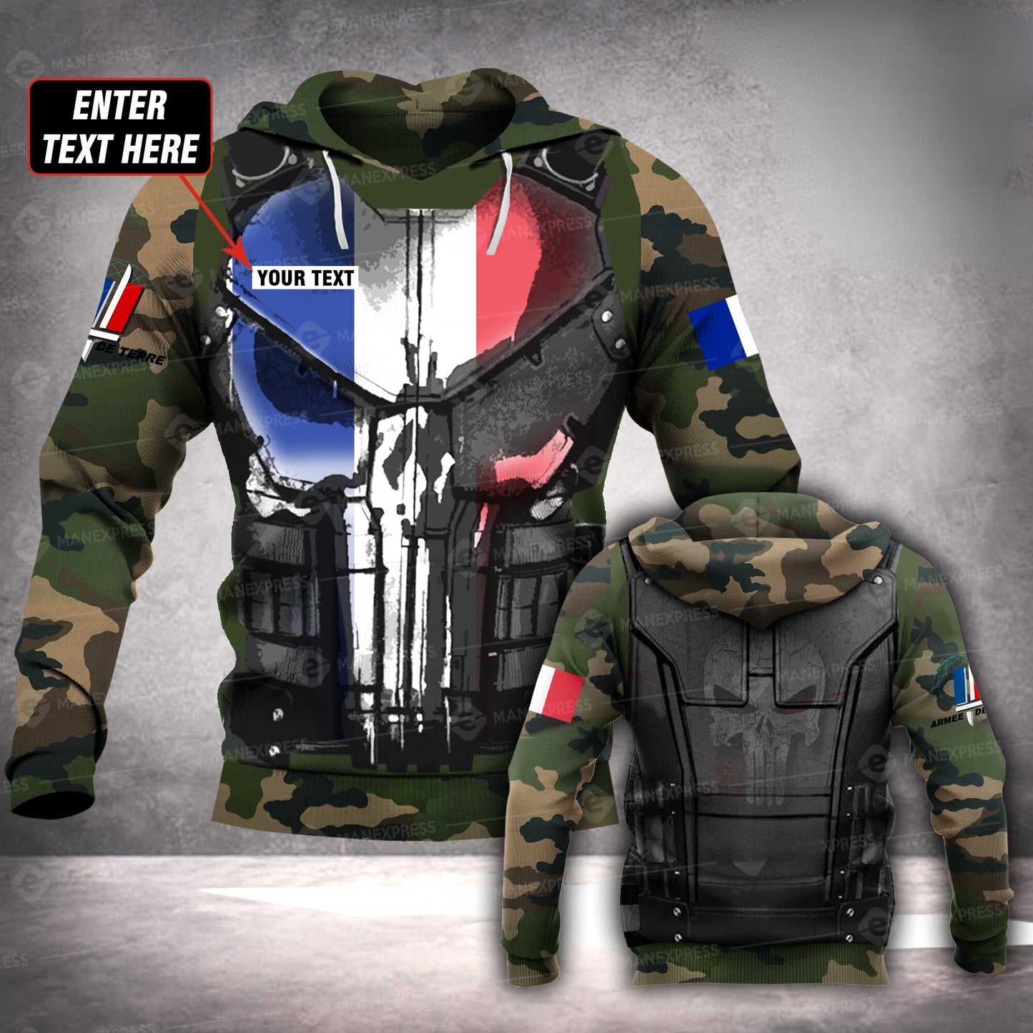 France soldier HOODIE customize 3d printed pun camo 101