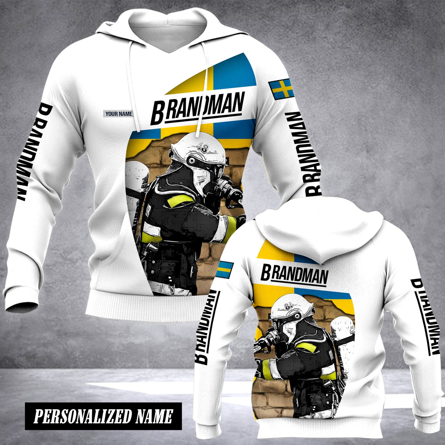 Firefighter Sweden customize hoodie flag