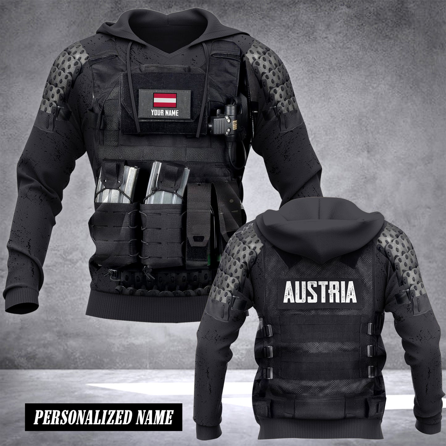 Austria tatical vest customize hoodie flag