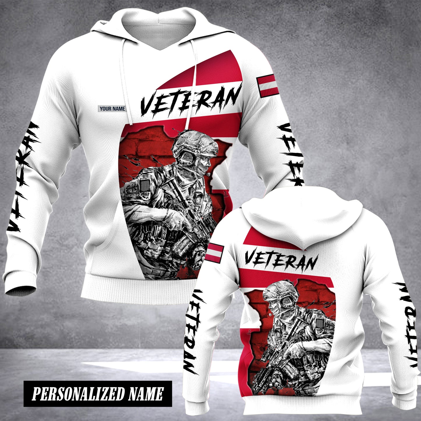Austria veteran customize hoodie flag
