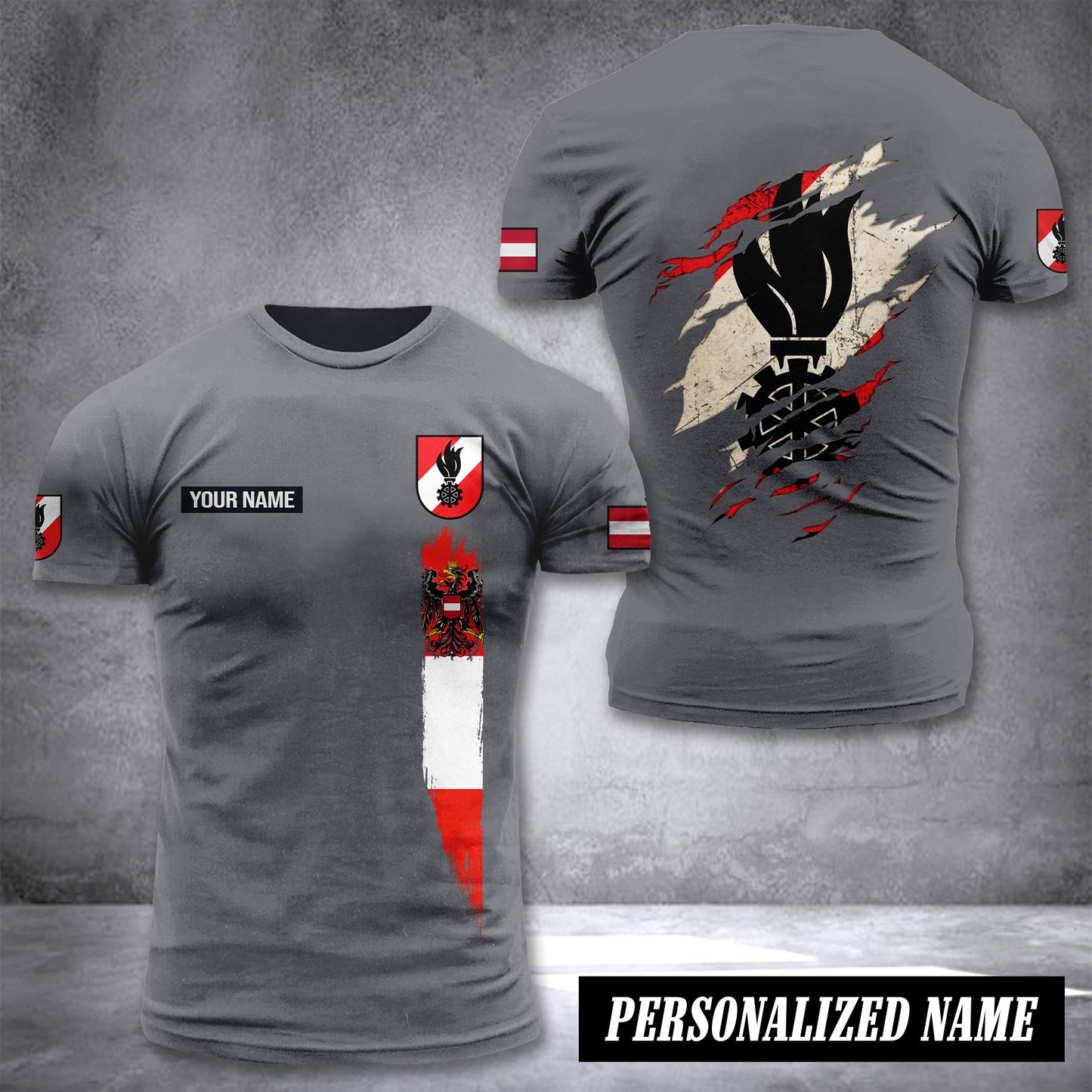 Firefighter Austria customize T-shirt back
