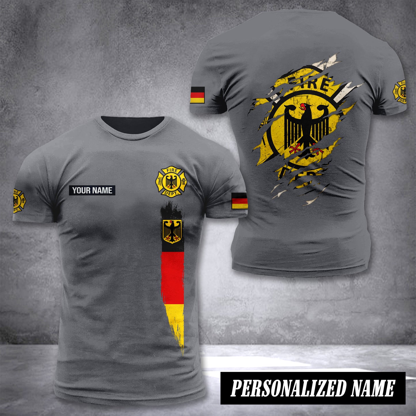 Firefighter Germany customize T-shirt back