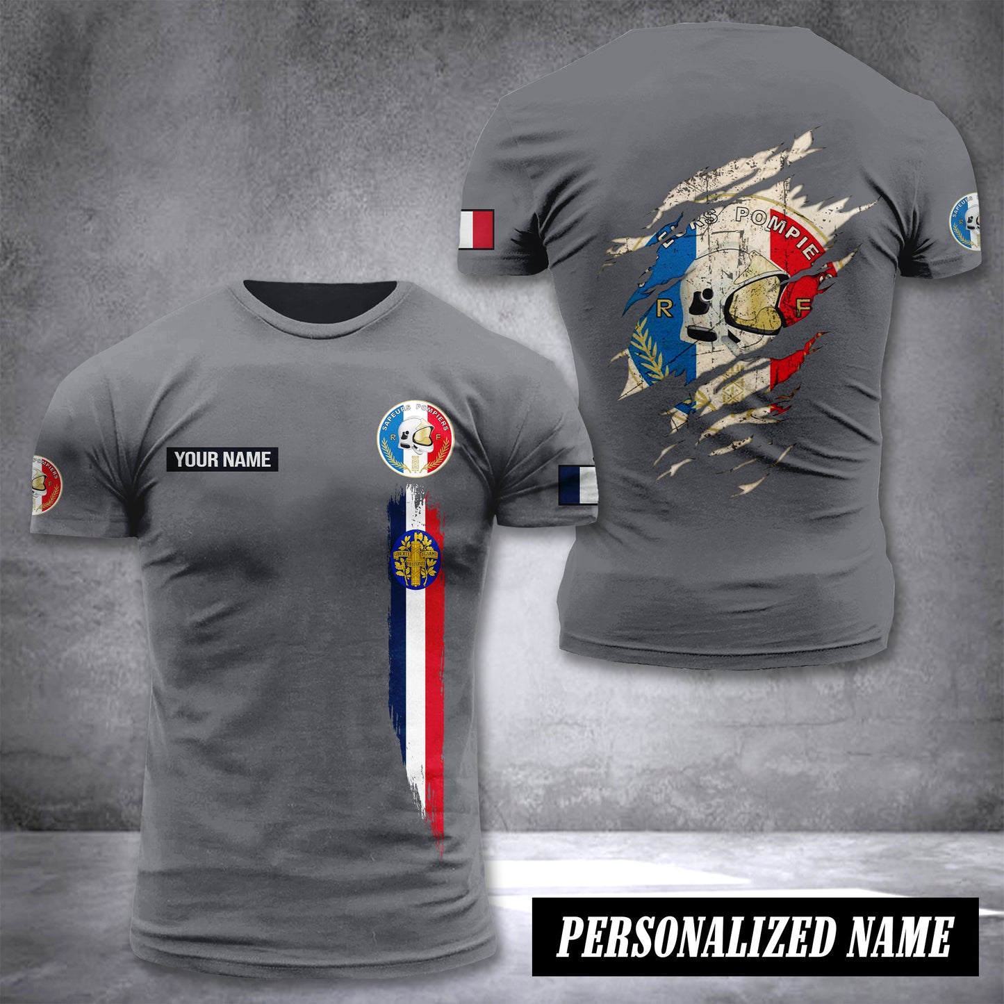 Firefighter France customize T-shirt back