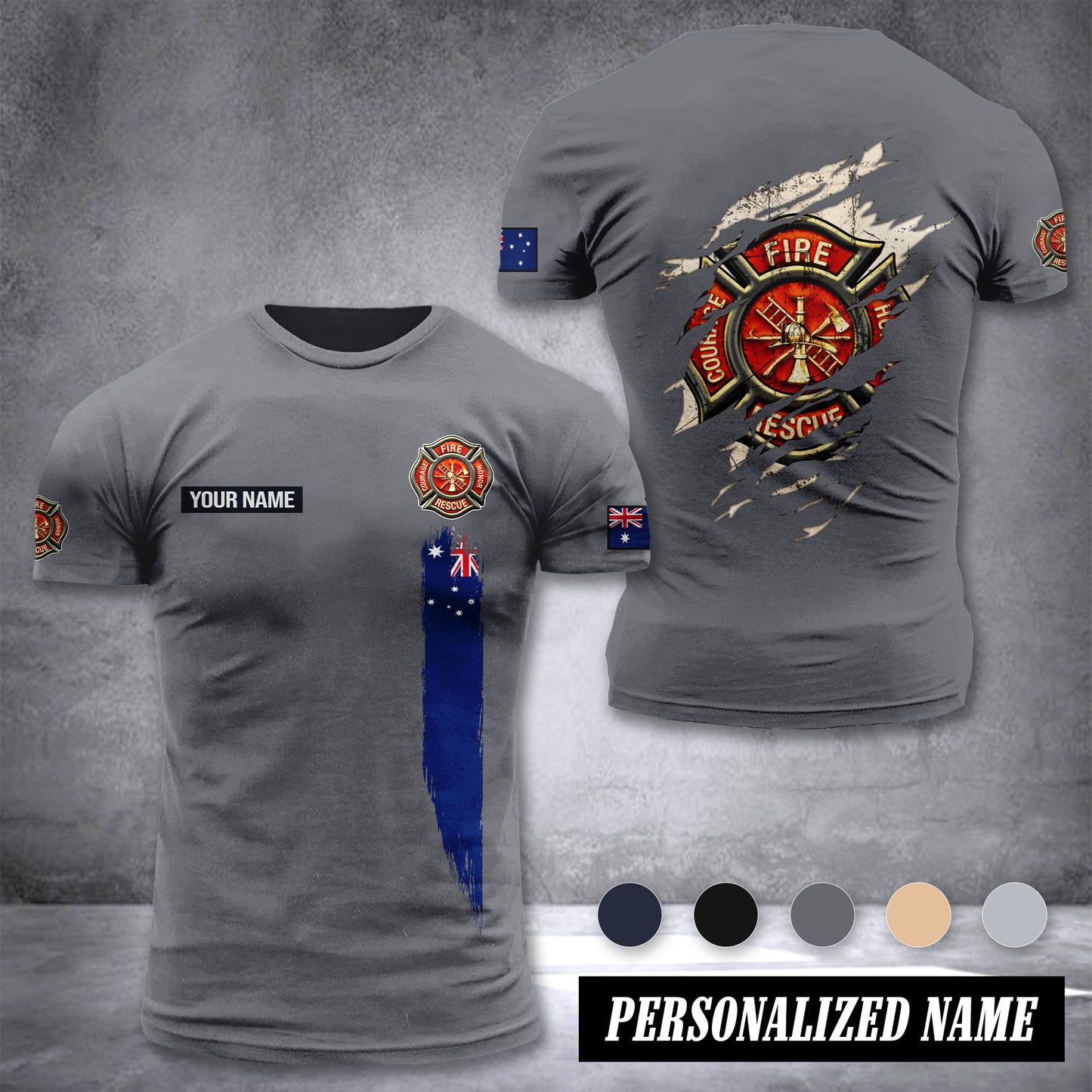 Firefighter Australia customize T-shirt back