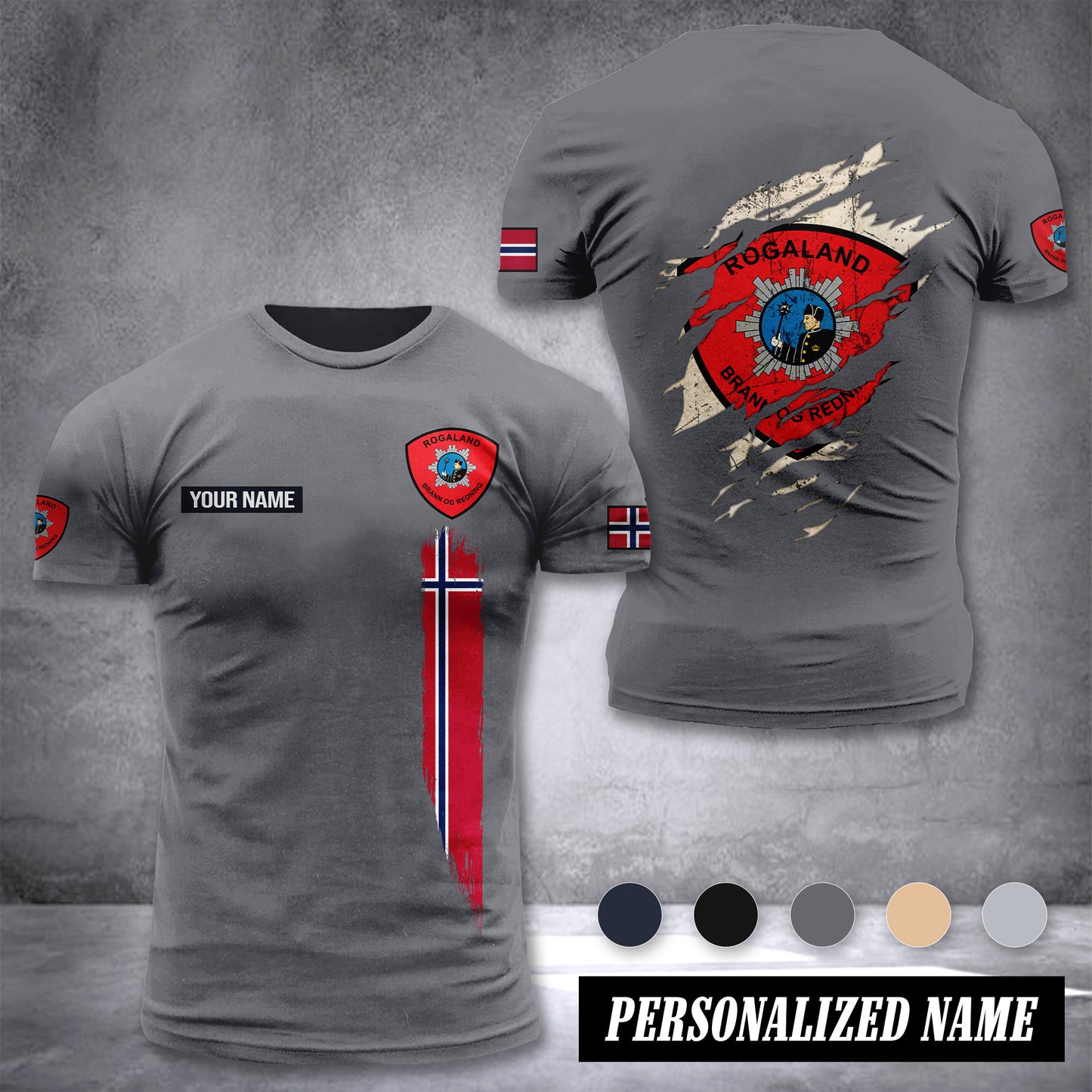 Firefighter Norway customize T-shirt back
