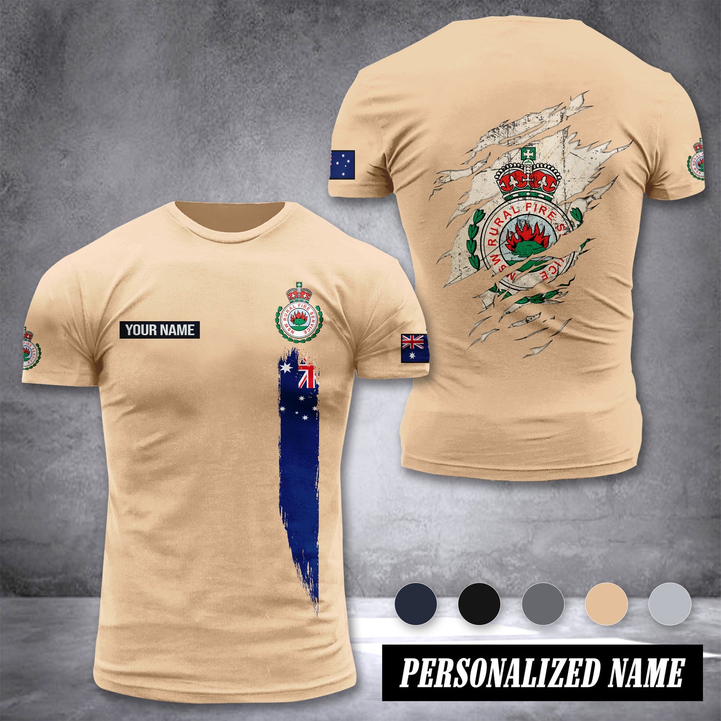 Firefighter Australia customize T-shirt back