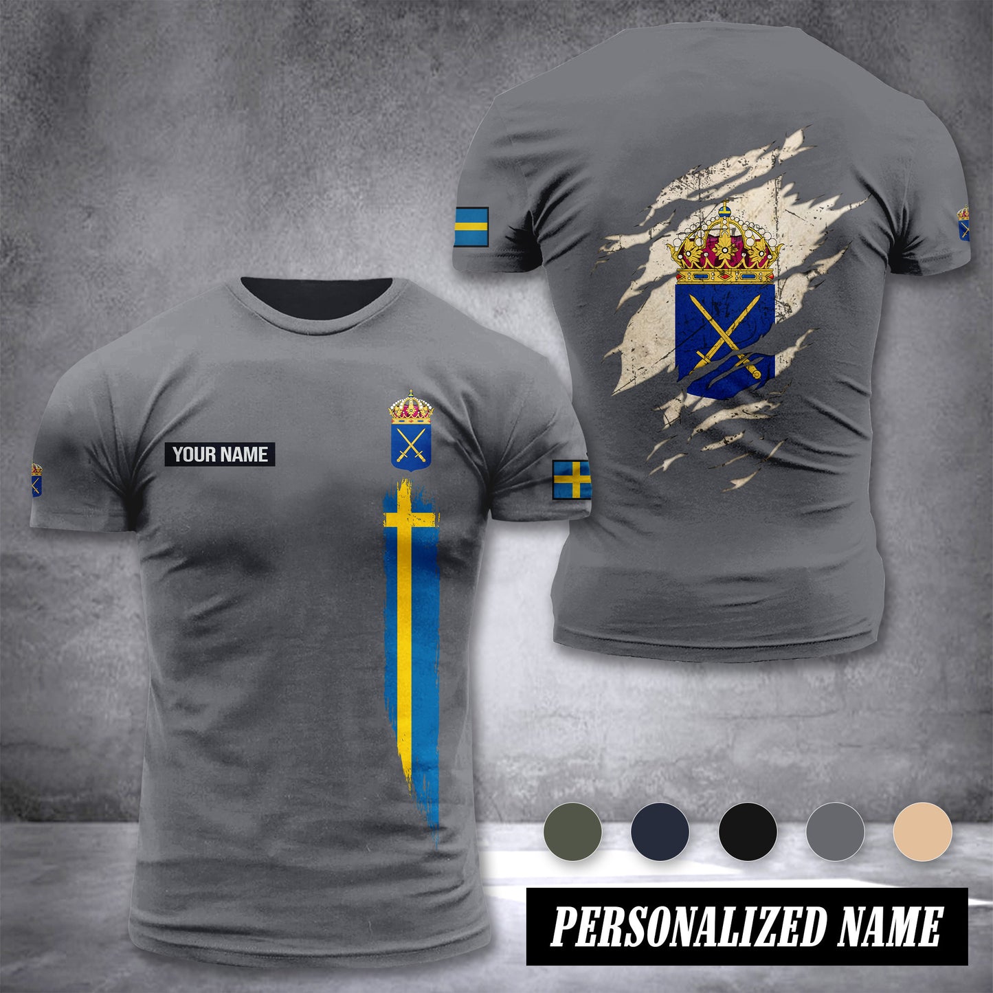 Soldier Sweden customize T-shirt back army