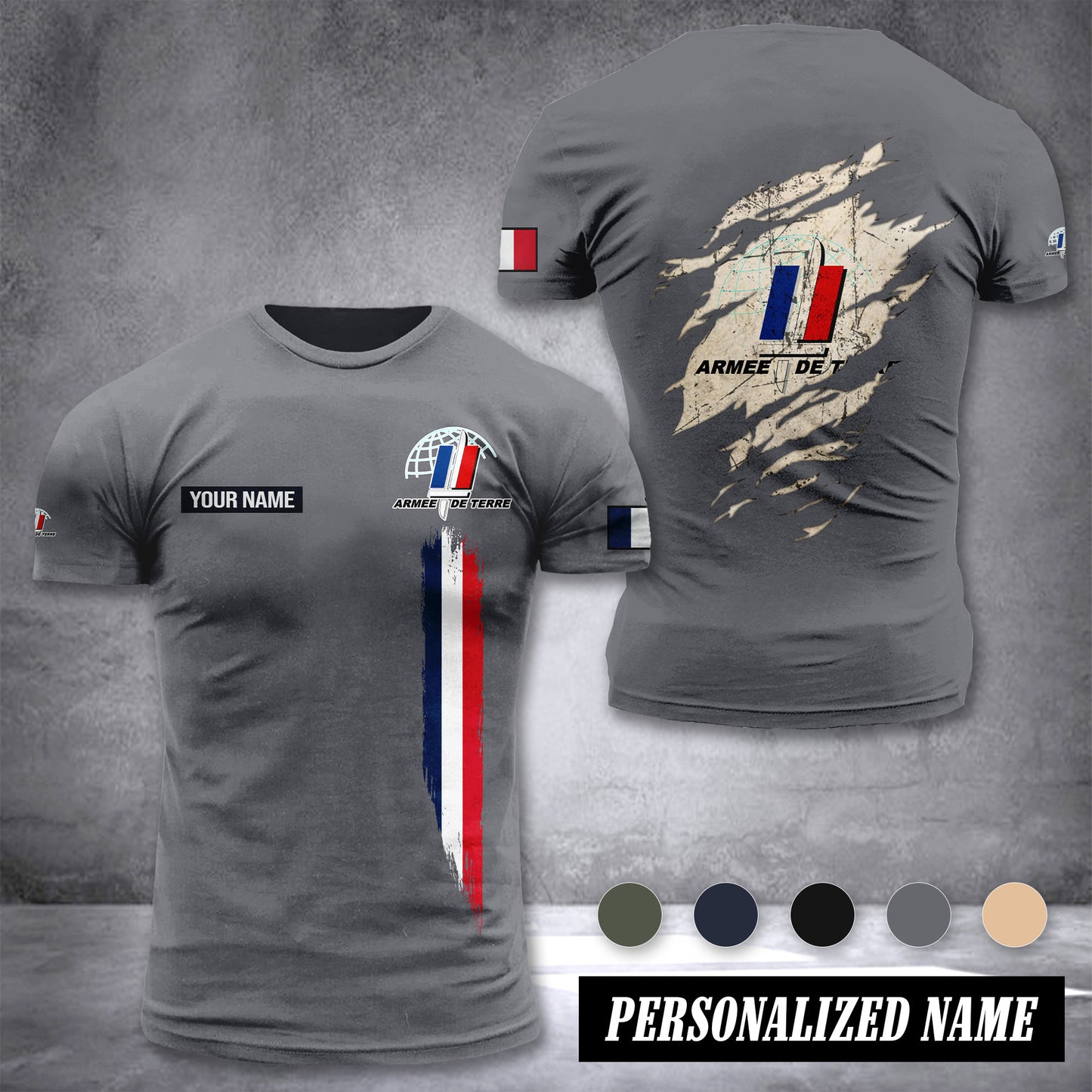 Soldier France customize T-shirt back army