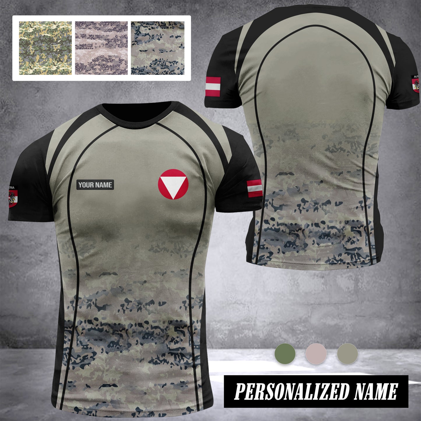 Austria army customize T-shirt camou
