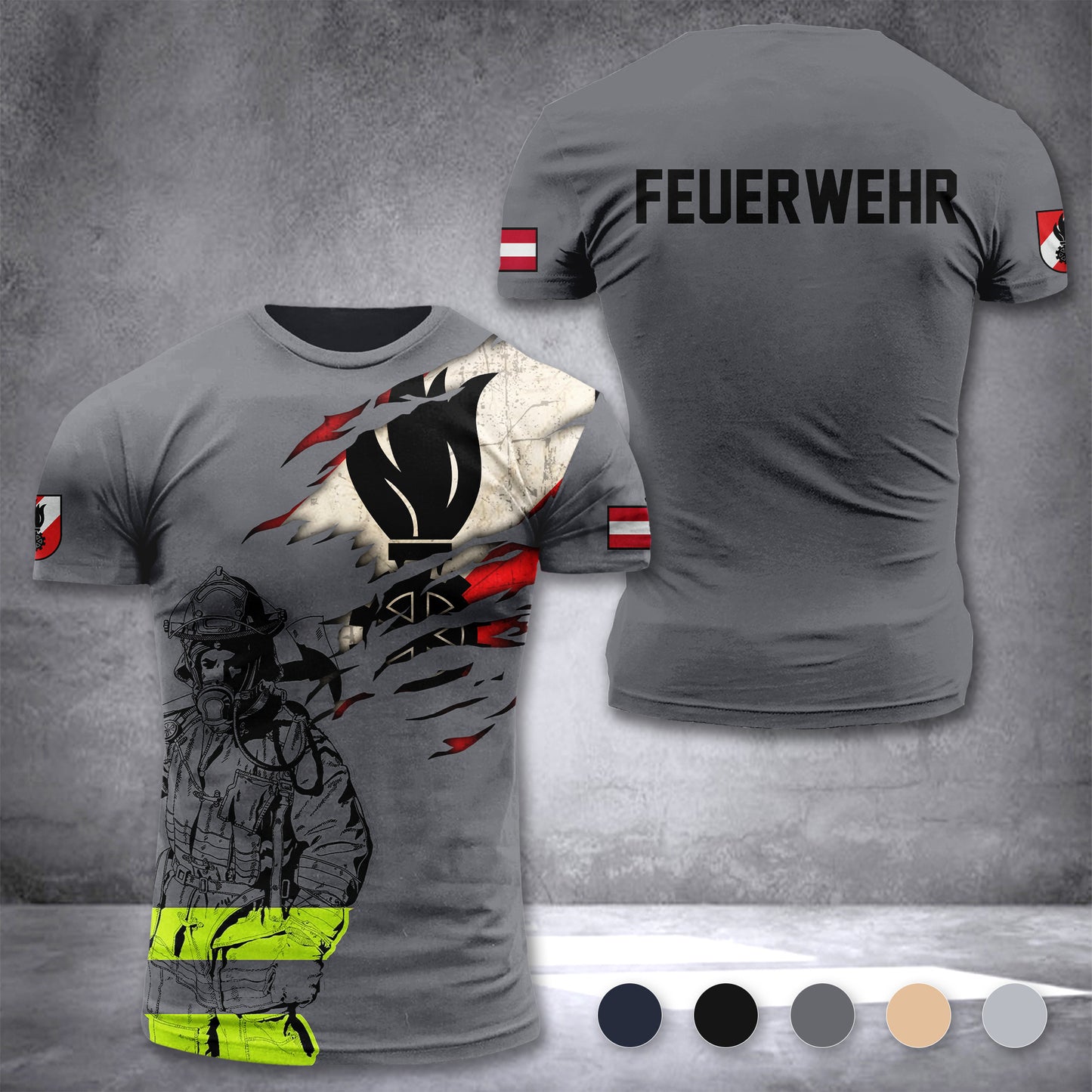 Firefighter Austria customize T-shirt 3d