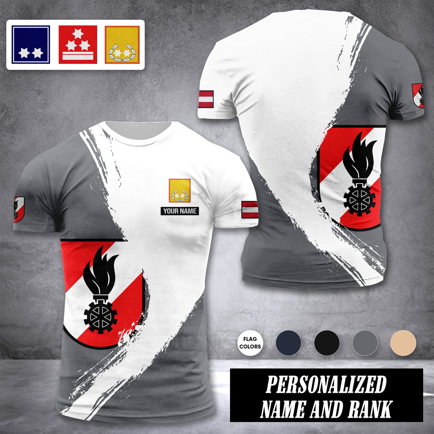 Firefighter Austria customize ranking T-shirt color