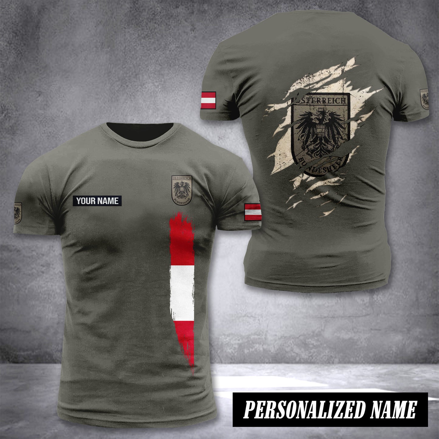 Bundesheer Österreich customize T-shirt back soldier