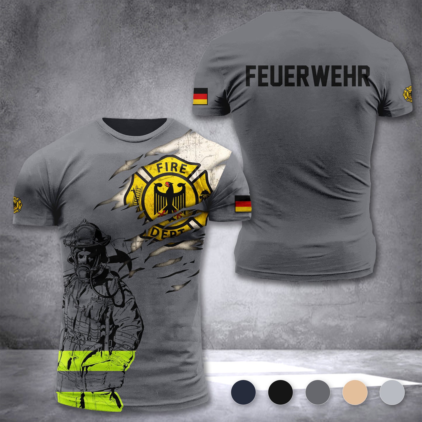 Firefighter Germany customize T-shirt 3d 297