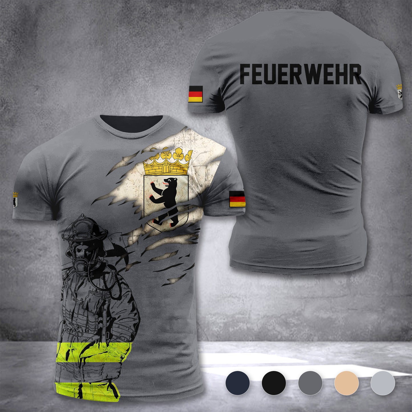 Firefighter Berlin Germany customize T-shirt 3d 297