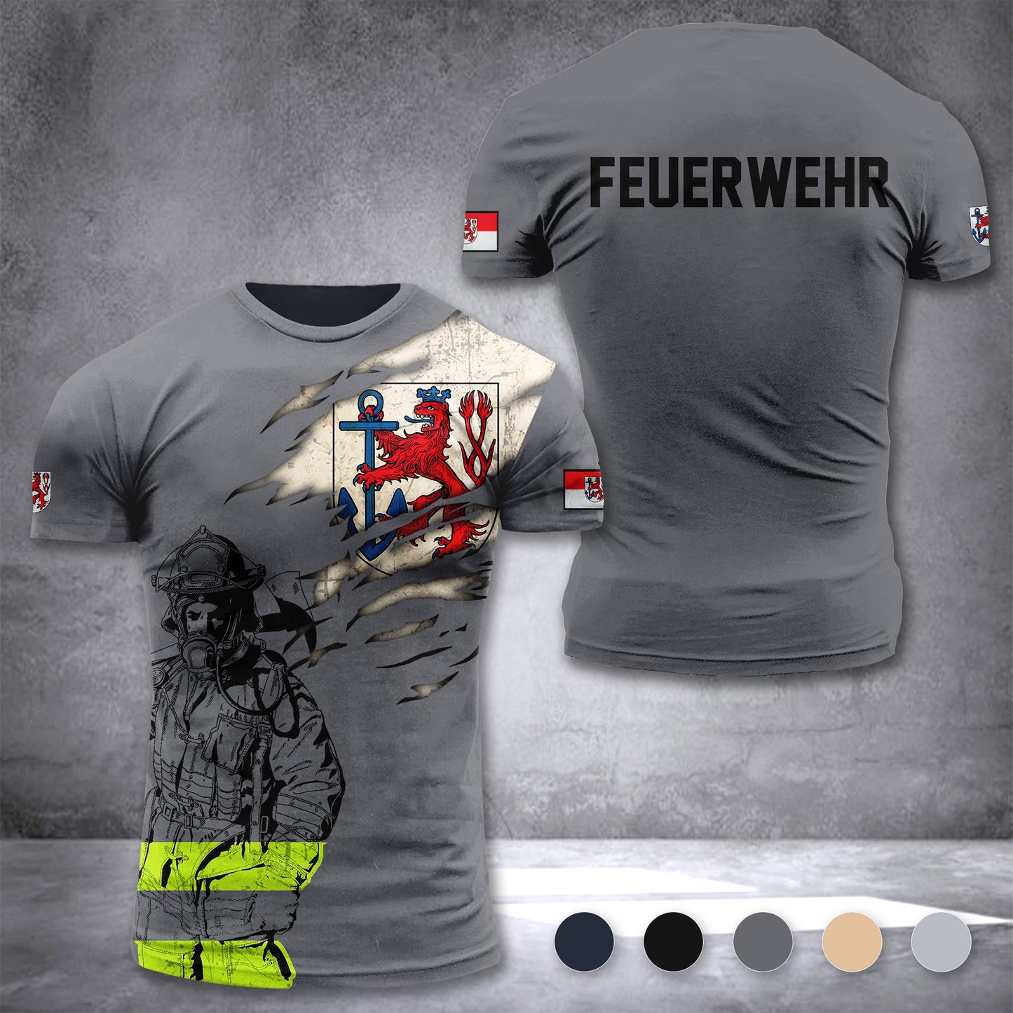 Firefighter Düsseldorf Germany customize T-shirt 3d 297
