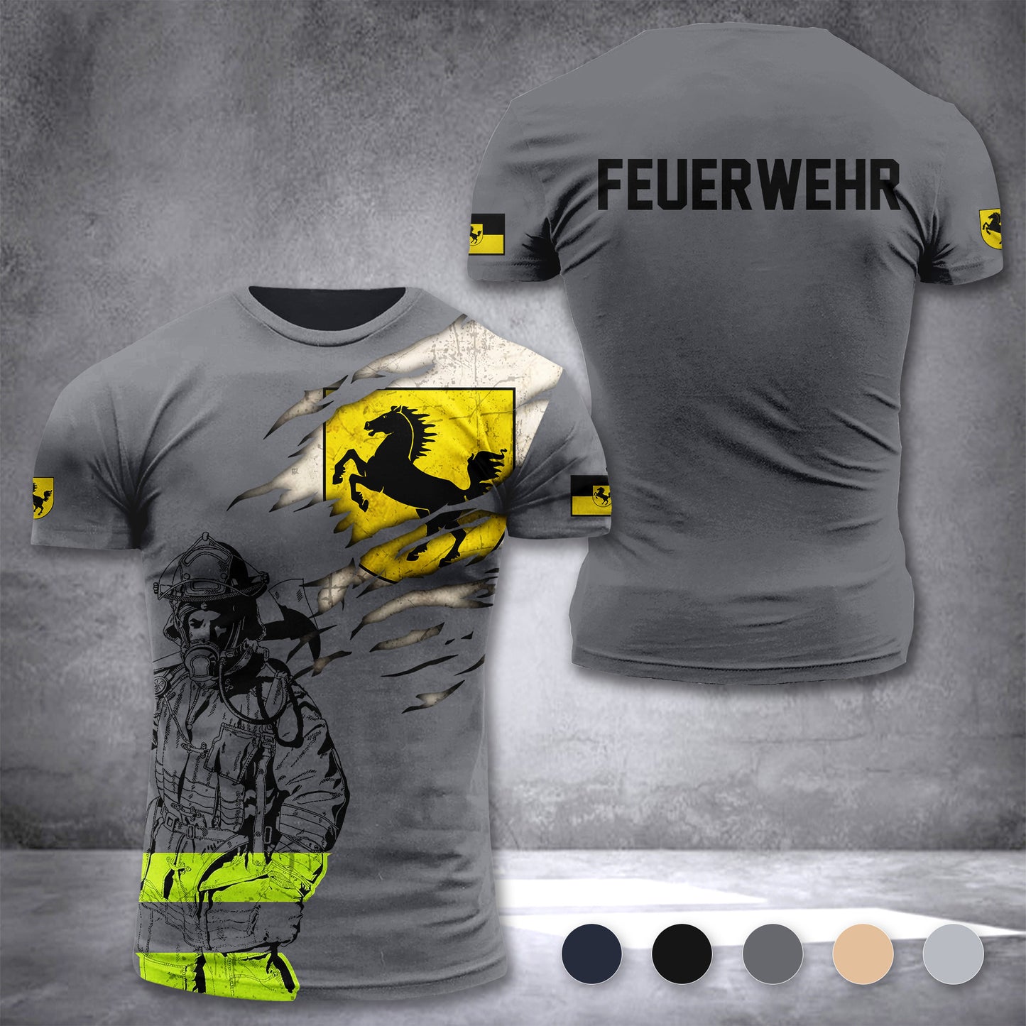 Firefighter Stuttgart Germany customize T-shirt 3d 297