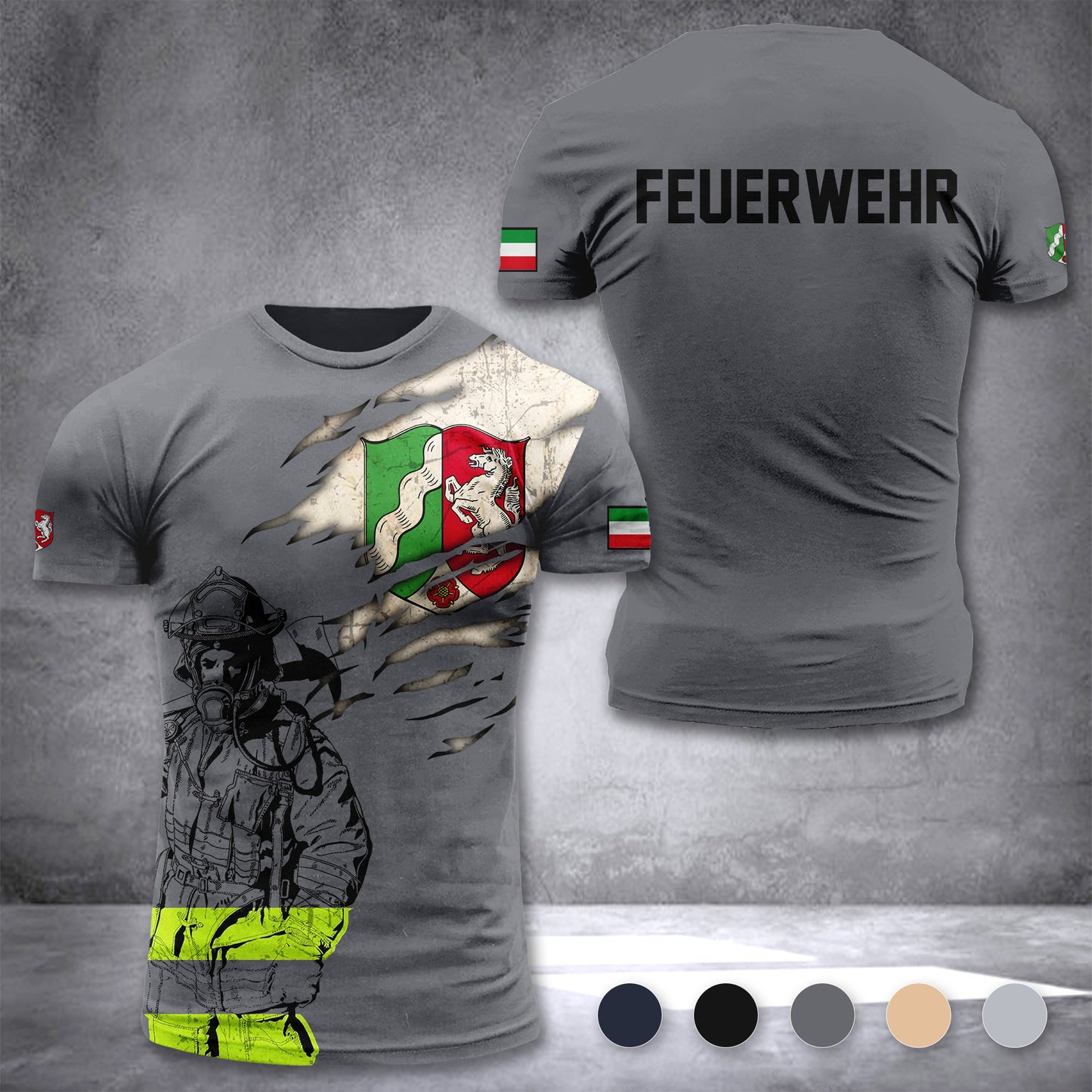 Firefighter Nordrhein-Westfalen Germany customize T-shirt 3d 297