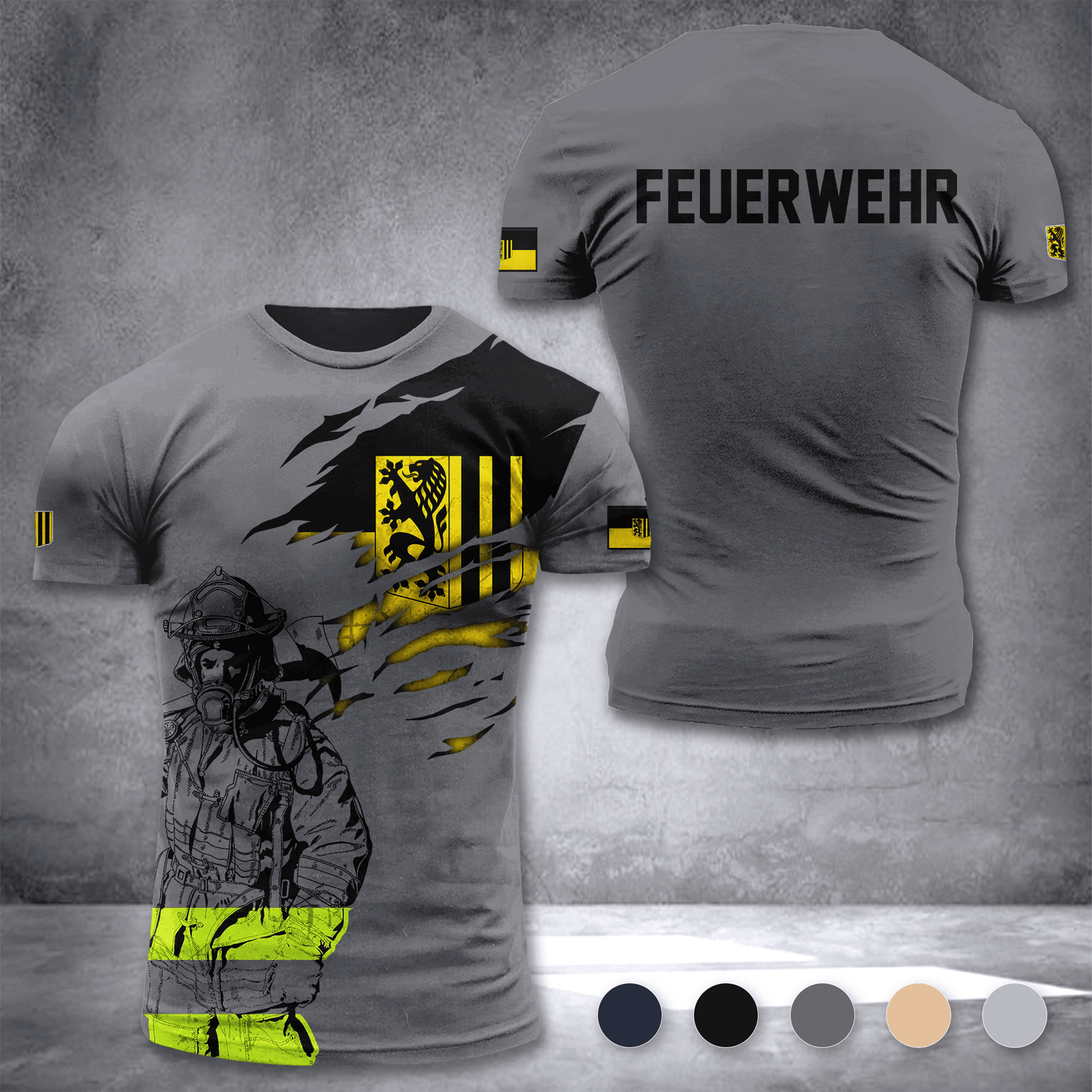 Firefighter Dresden Germany customize T-shirt 3d 297