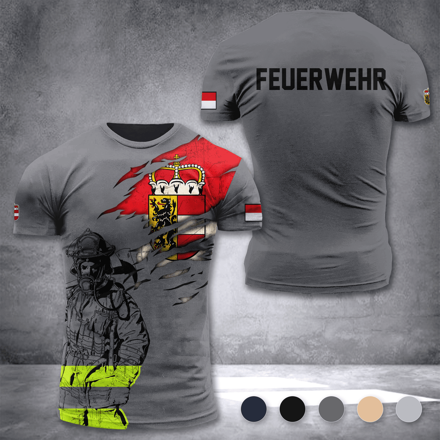 Firefighter Salzburg Austria customize T-shirt 3d 297