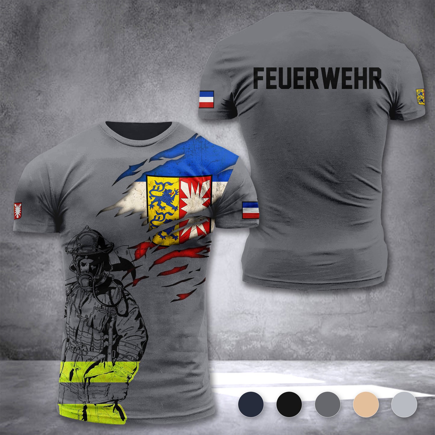 Firefighter Schleswig Holstein Germany customize T-shirt 3d 297