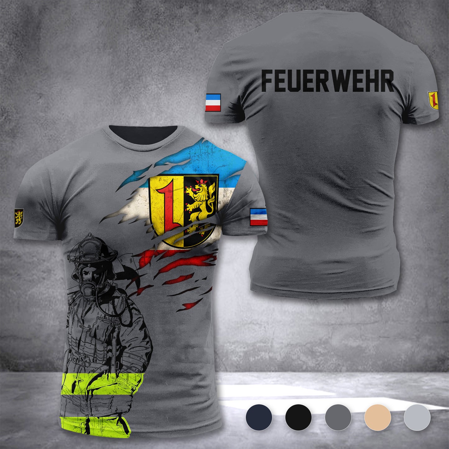 Firefighter Mannheim Germany customize T-shirt 3d 297