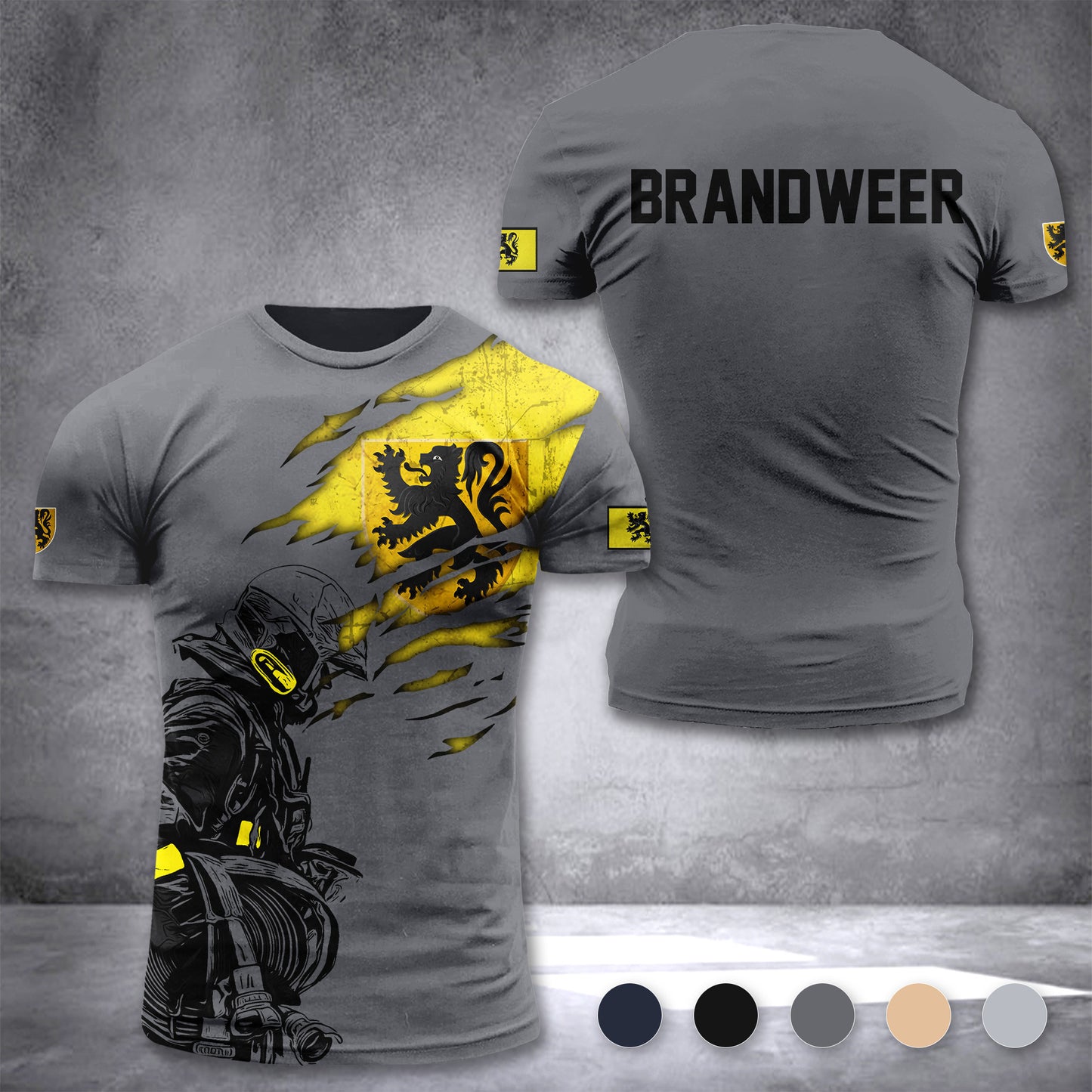 Firefighter Flemish Belgium customize T-shirt 3d 297