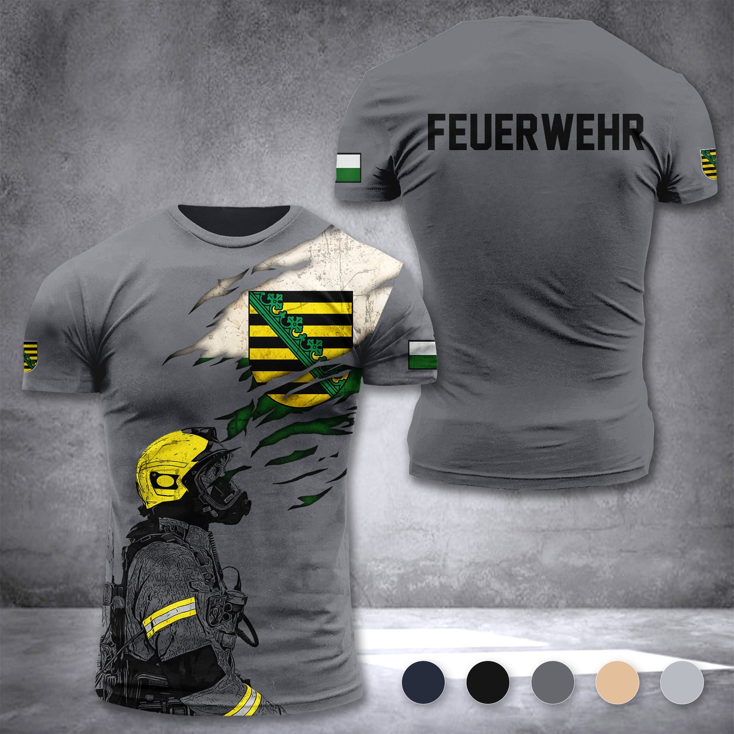 Firefighter Sachsen Germany customize T-shirt 3d 168