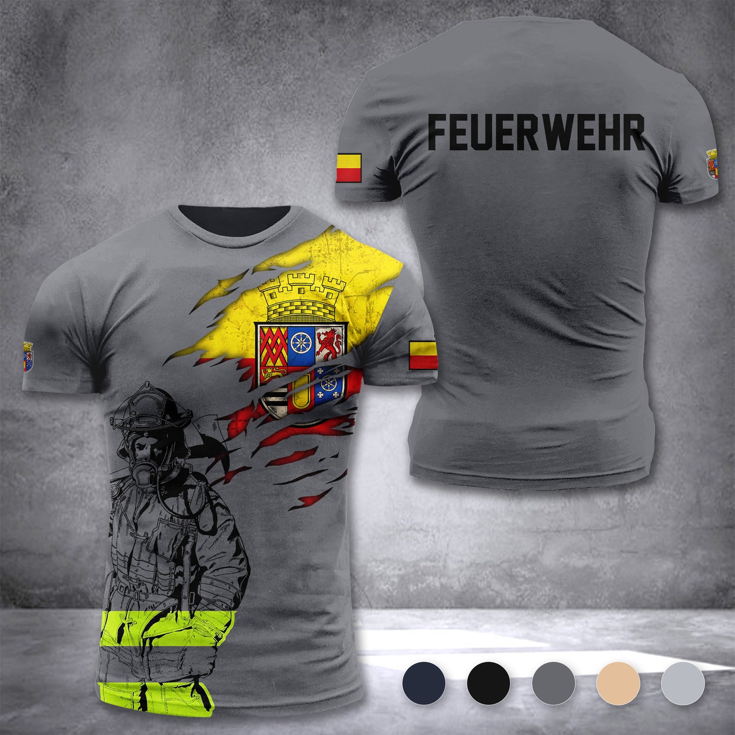 Firefighter Mülheim an der Ruhr Germany customize T-shirt 3d 168