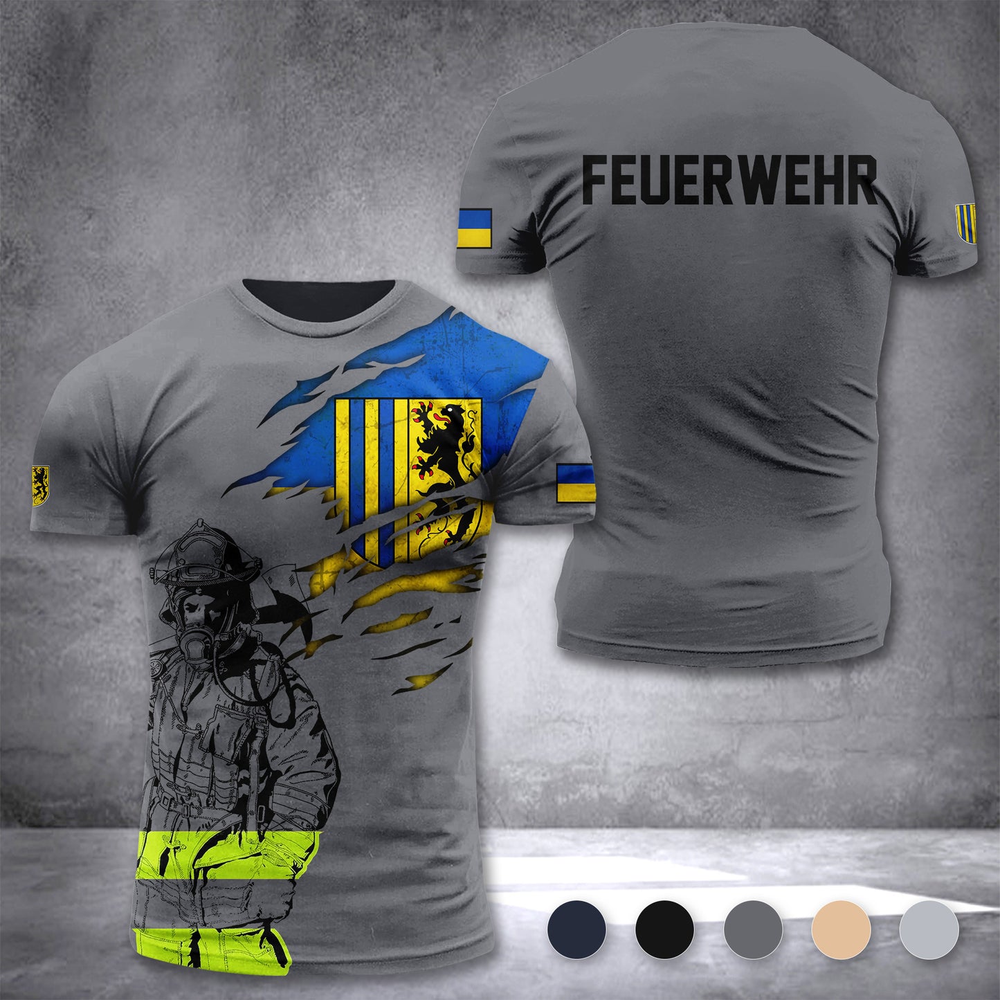 Firefighter Chemnitz Germany customize T-shirt 3d 168