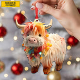 Personalized Charming Christmas Cow Acrylic Ornament