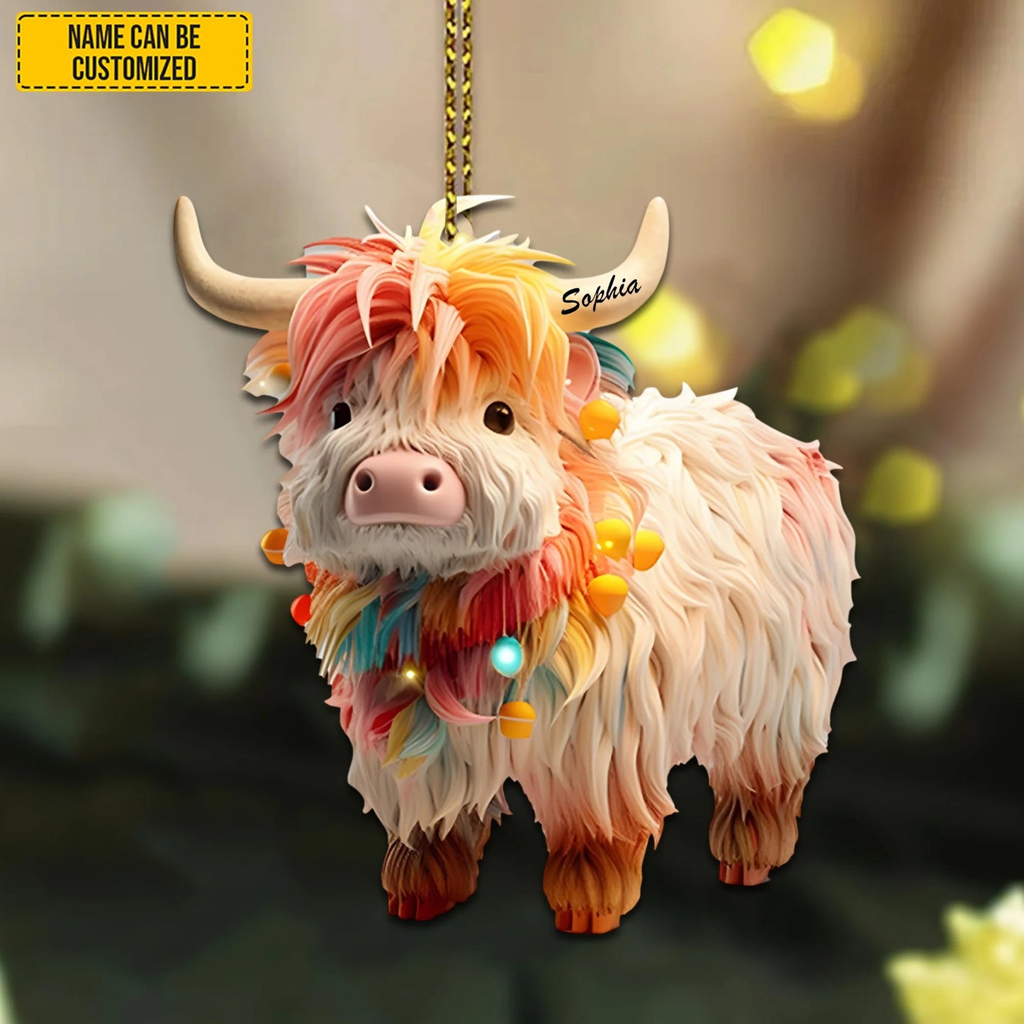 Personalized Charming Christmas Cow Acrylic Ornament