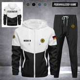 Firefighter Germany Herren Trainingsanzug 2025 – Freizeit Jogginganzug mit Kapuze, Sportjacke & Hose, 2-teiliges Running Set