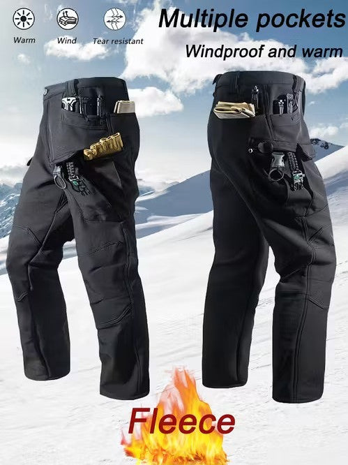 Firefighter France Pantalon cargo en polaire pour homme – Avec poches à rabat, coupe droite, chaud et confortable pour le travail et les activités de plein air.