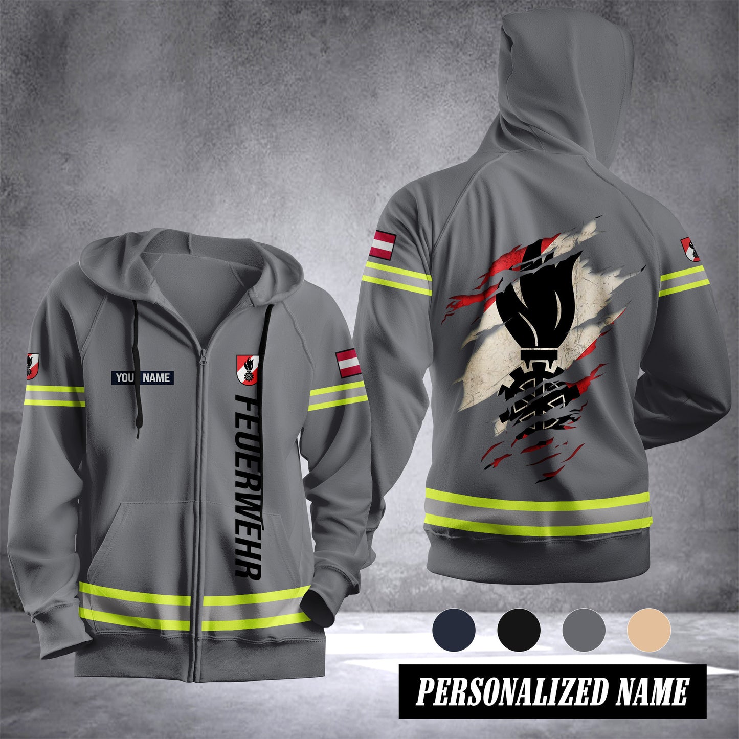 Firefighter Austria Fleece Zipper Hoodie 0909