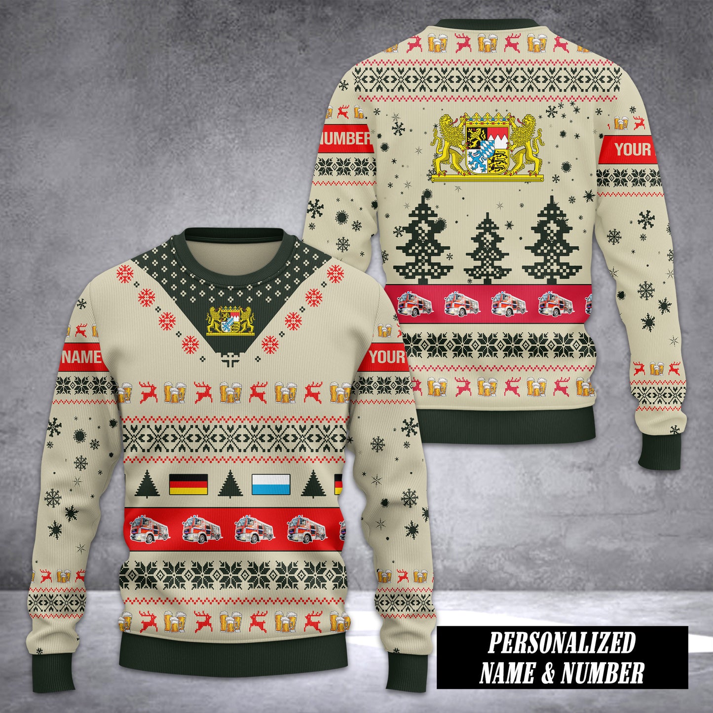 Firefighter Bavaria Ugly Sweater Christmas Customize 3d printed