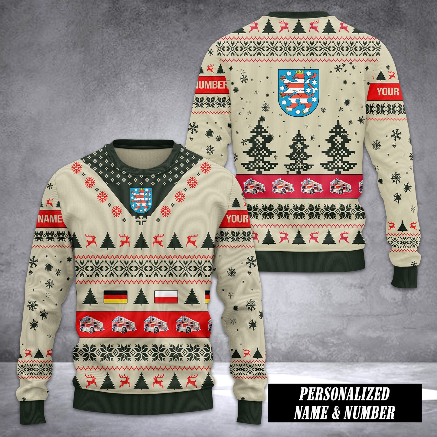 Firefighter Thuringia Ugly Sweater Christmas Customize 3d printed