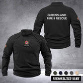 Queensland Fire And Rescue Australia Men’s Tactical Hoodie with Zip – Military Style Outdoor Fleece Pullover, Windproof, Warm & Long Sleeve