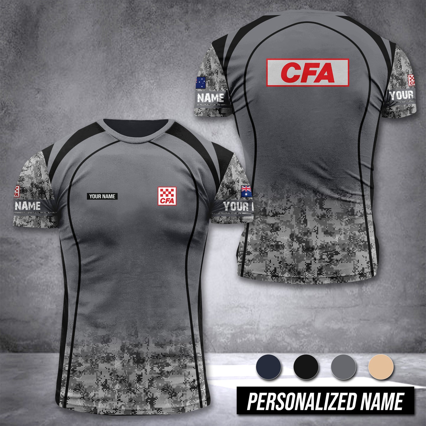 Country Fire Authority Australia customize T-shirt digital camo