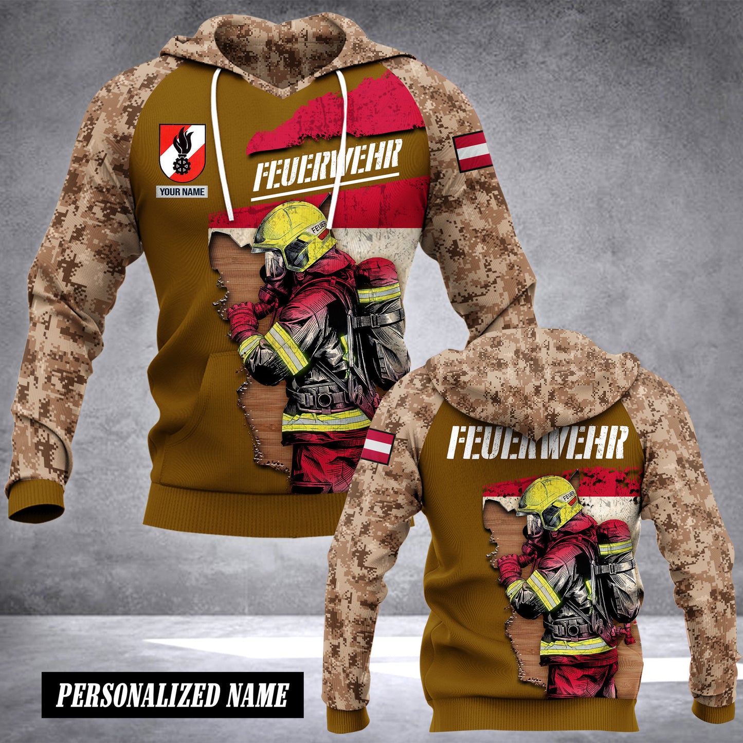 Firefighter Austria customize hoodie t shirt multicamo