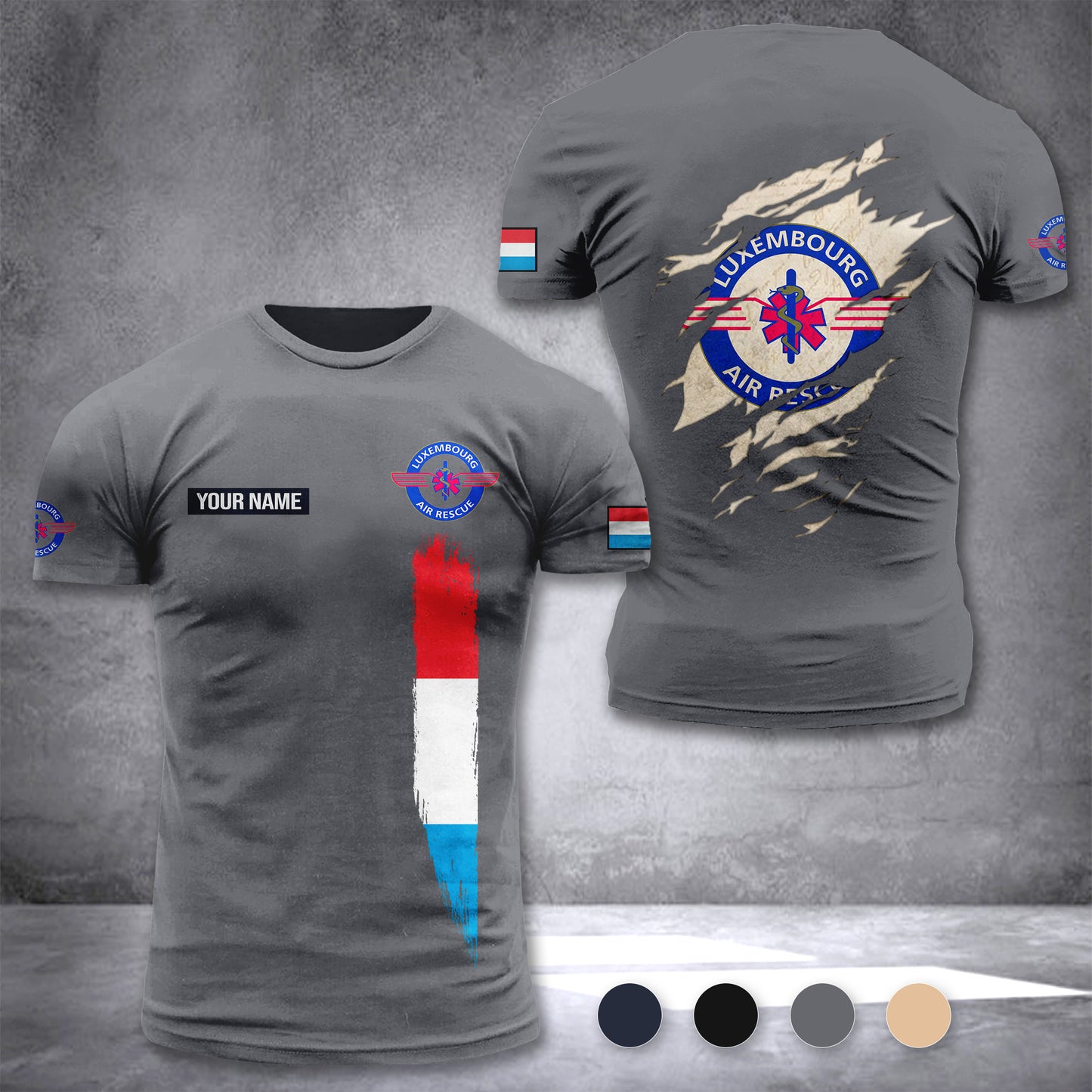 Luxembourg Air Rescue customize T-shirt back