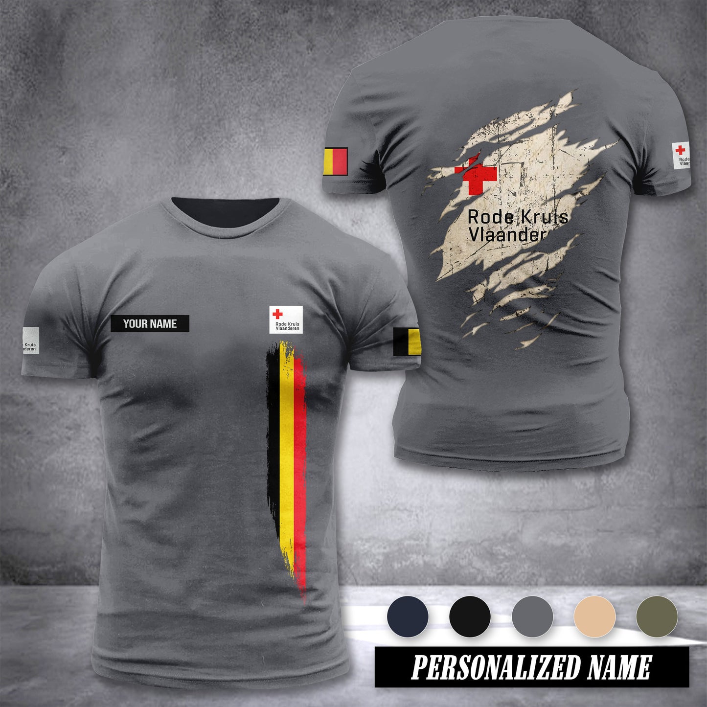 Rode Kruis Vlaanderen Belgium customize T-shirt back
