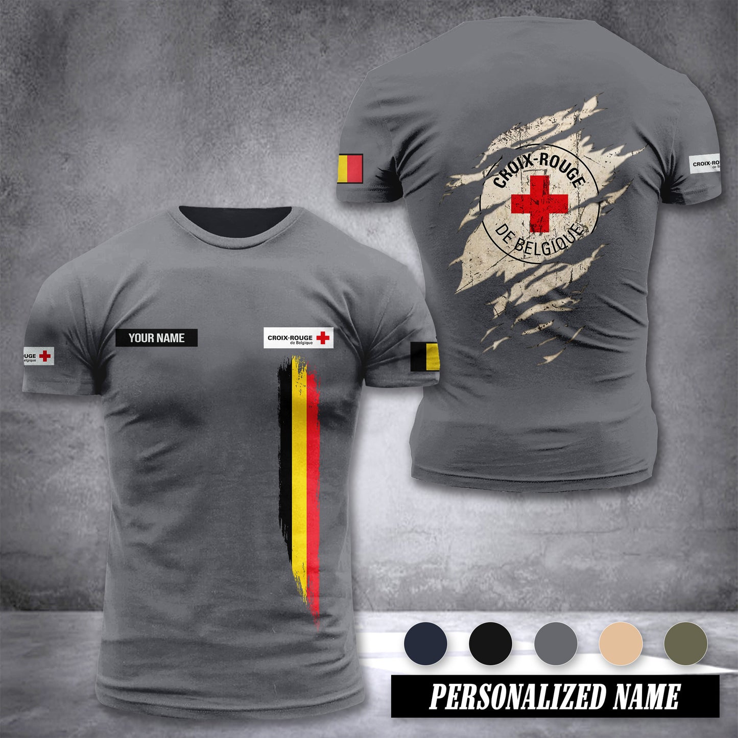 Croix-Rouge de Belgique Belgium customize T-shirt back