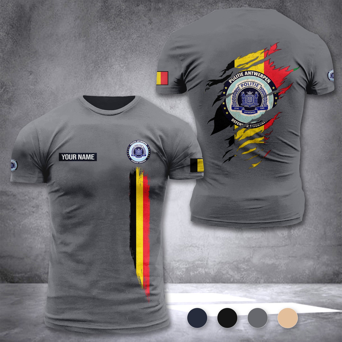 Politie Antwerpen Belgium customize T-shirt back