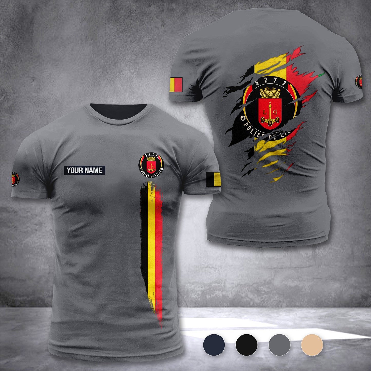 Police de Liège Belgium customize T-shirt back