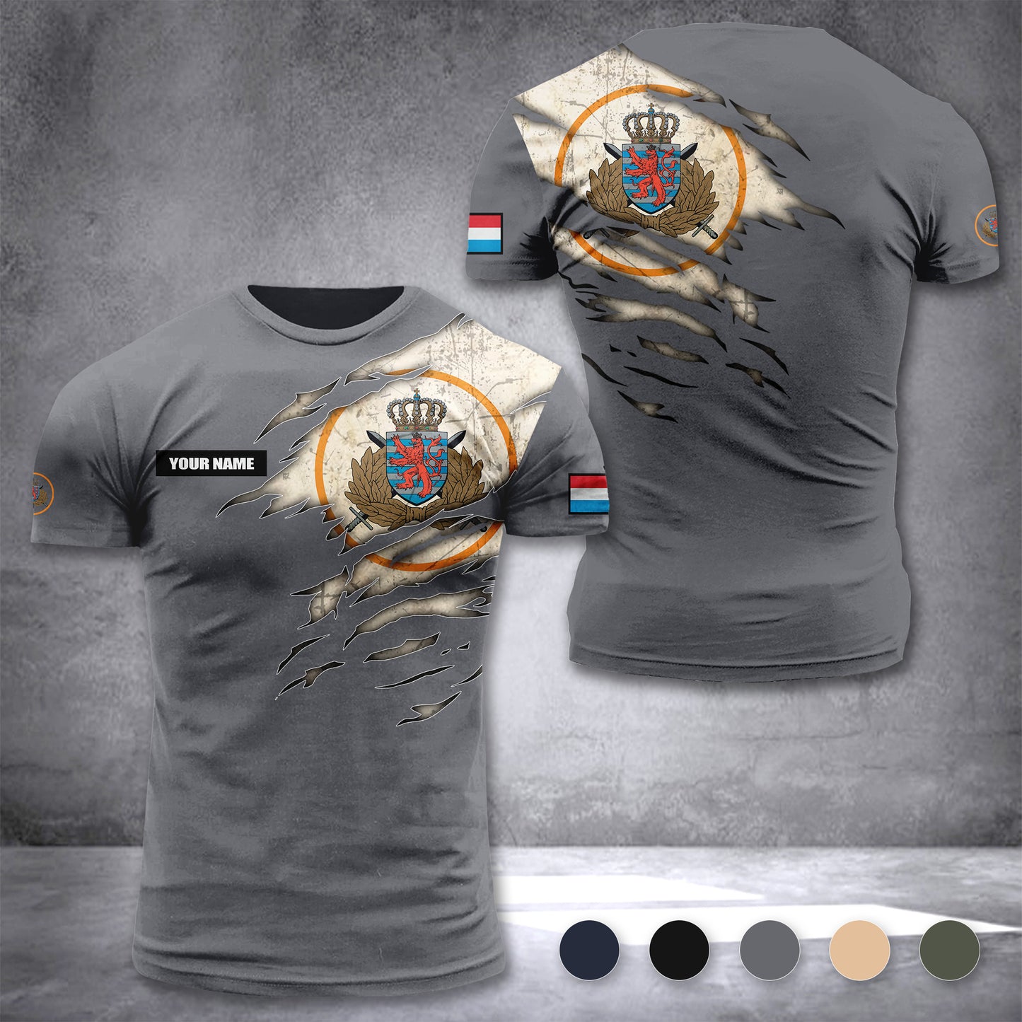Luxembourg Army customize T-shirt 3d zak