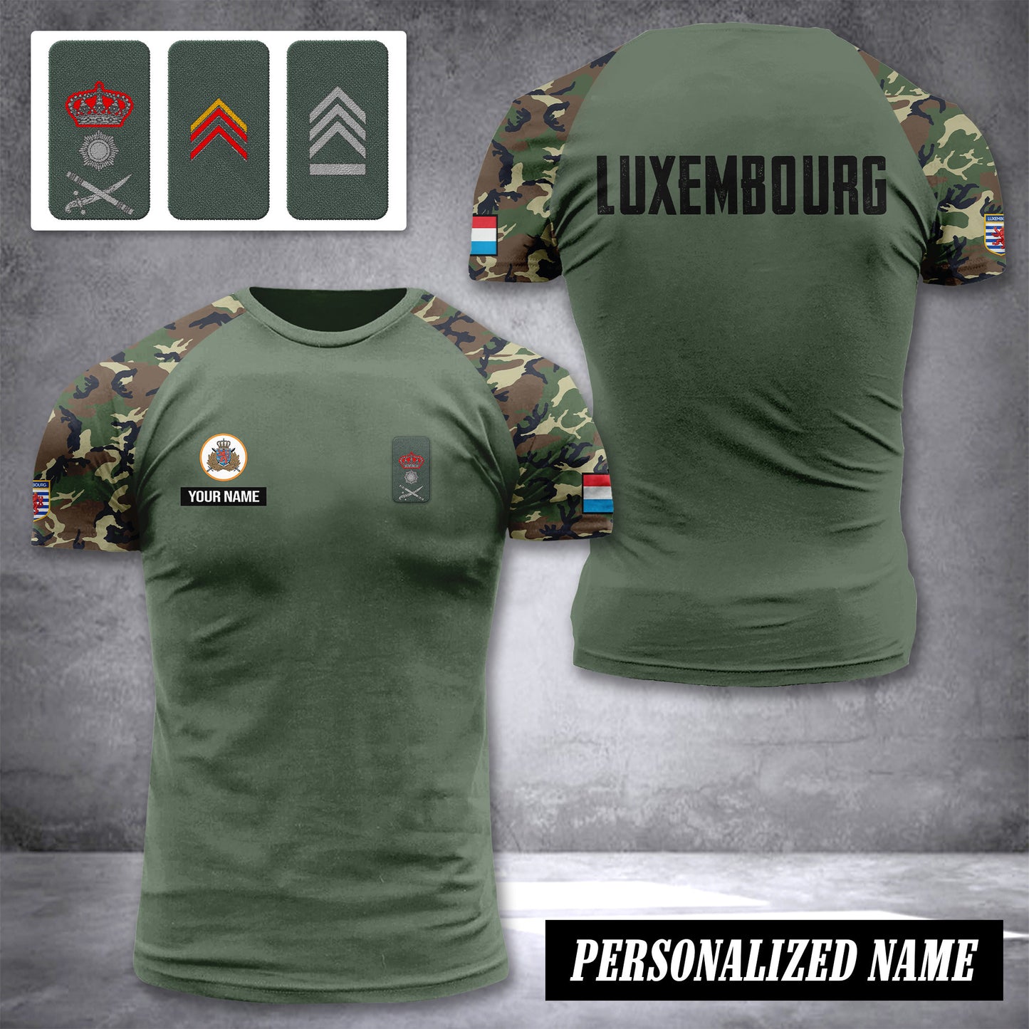 Luxembourg Army customize rank T-shirt 234